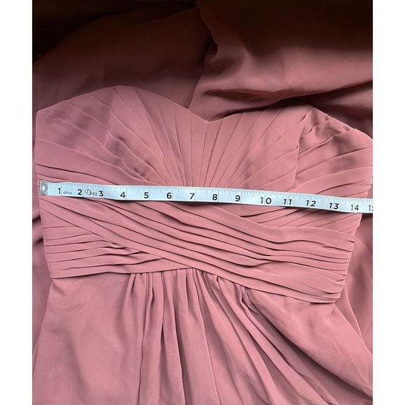 Mauve Long Strapless Chiffon Dress with pleated bodice - Picture 8 of 8